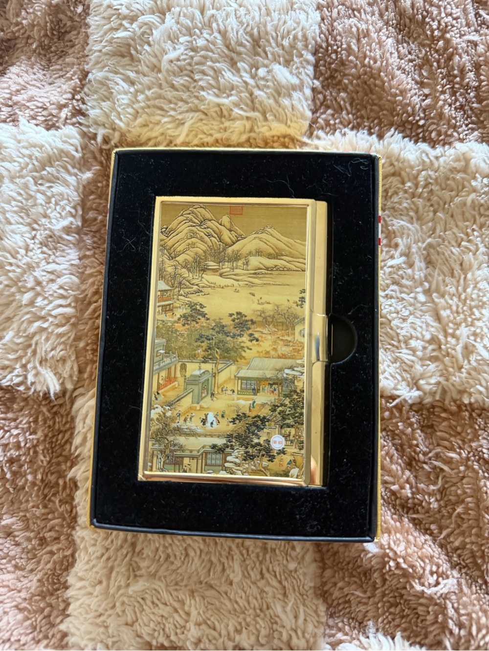 Gold Tone Mirrored Korean Business Card Case